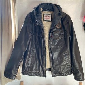 Hooded leather jacket by Levi Strauss